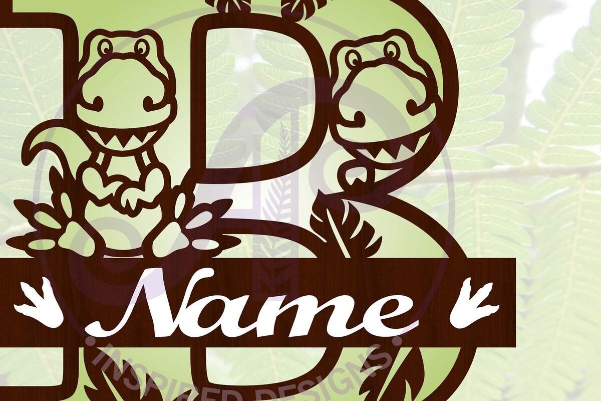 Σετ των 2 Intra απο ξύλο plywood 3mm-4mm πάχος – T Rex Κεφαλαίο γράμμα B Αποκοπή αρχείου Δίασταση  20x20 cm INTRAFABR-69213168