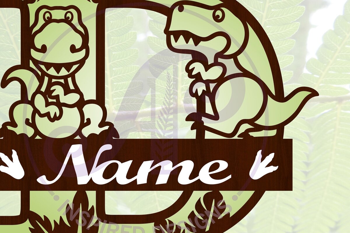 Σετ των 2 Intra απο ξύλο plywood 3mm-4mm πάχος – T Rex Κεφαλαίο γράμμα D Αποκοπή αρχείου Δίασταση  20x20 cm INTRAFABR-69213197