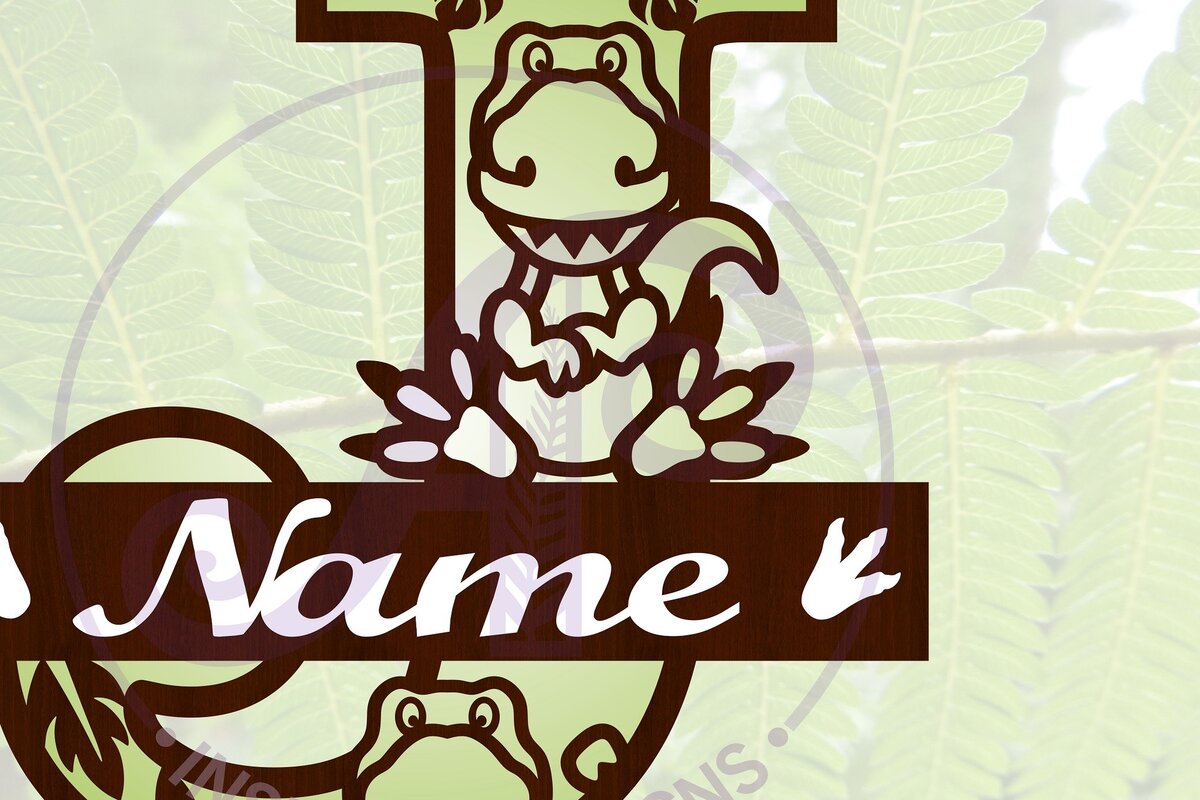 Σετ των 2 Intra απο ξύλο plywood 3mm-4mm πάχος – T Rex κεφαλαίο γράμμα J Αποκοπή αρχείου Δίασταση  20x20 cm INTRAFABR-69213316