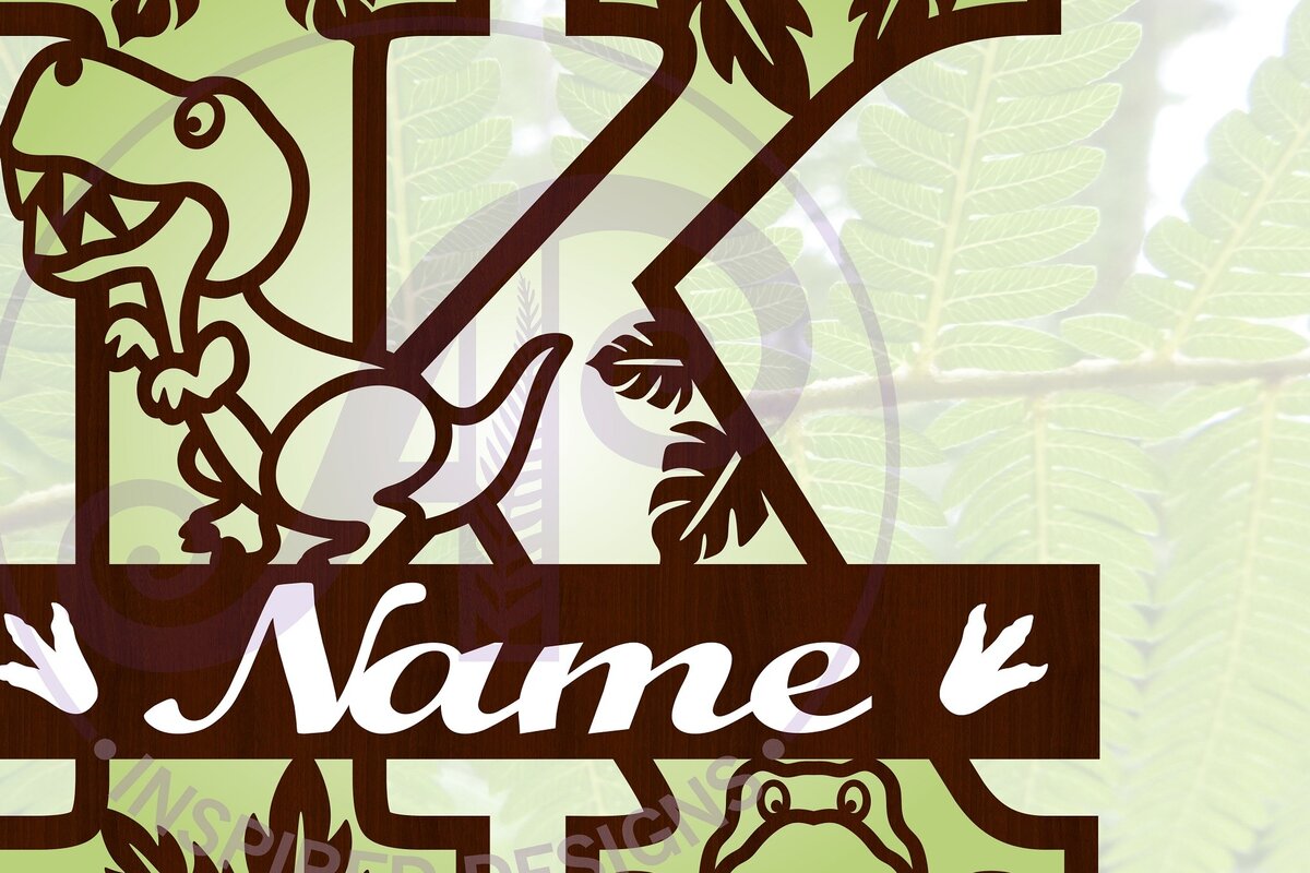 Σετ των 2 Intra απο ξύλο plywood 3mm-4mm πάχος – T Rex Κεφαλαίο γράμμα K Αποκοπή αρχείου Δίασταση  20x20 cm INTRAFABR-69213357