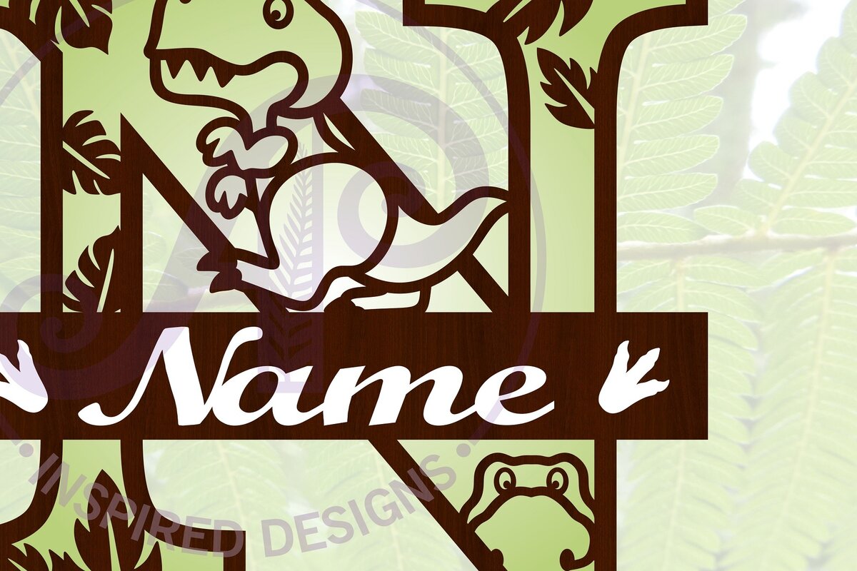 Σετ των 2 Intra απο ξύλο plywood 3mm-4mm πάχος – T Rex Κεφαλαίο γράμμα N Αποκοπή αρχείου Δίασταση  20x20 cm INTRAFABR-69213665