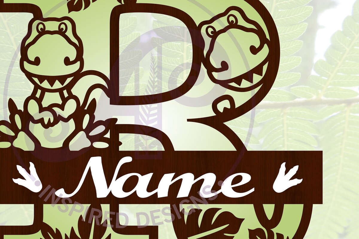 Σετ των 2 Intra απο ξύλο plywood 3mm-4mm πάχος – T Rex Κεφαλαίο γράμμα R Αποκοπή αρχείου Δίασταση  20x20 cm INTRAFABR-69213731