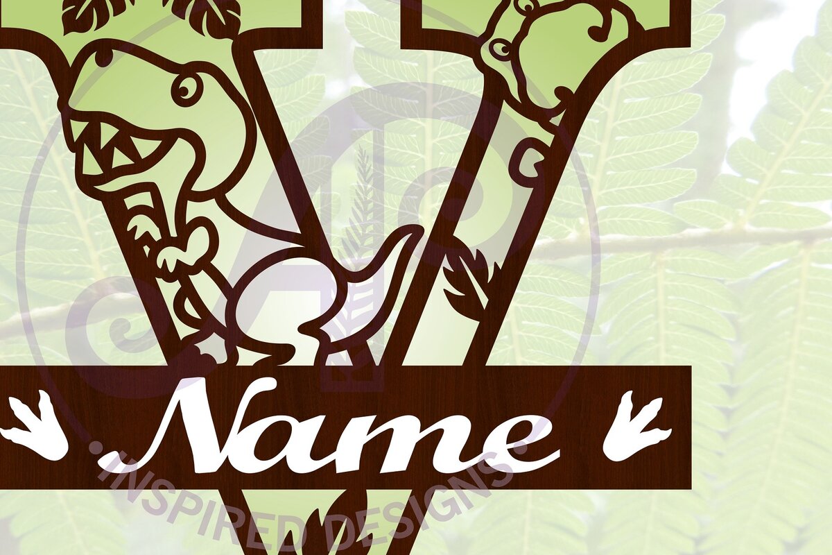 Σετ των 2 Intra απο ξύλο plywood 3mm-4mm πάχος – T Rex Κεφαλαίο γράμμα V Αποκοπή αρχείου Δίασταση  20x20 cm INTRAFABR-69213823