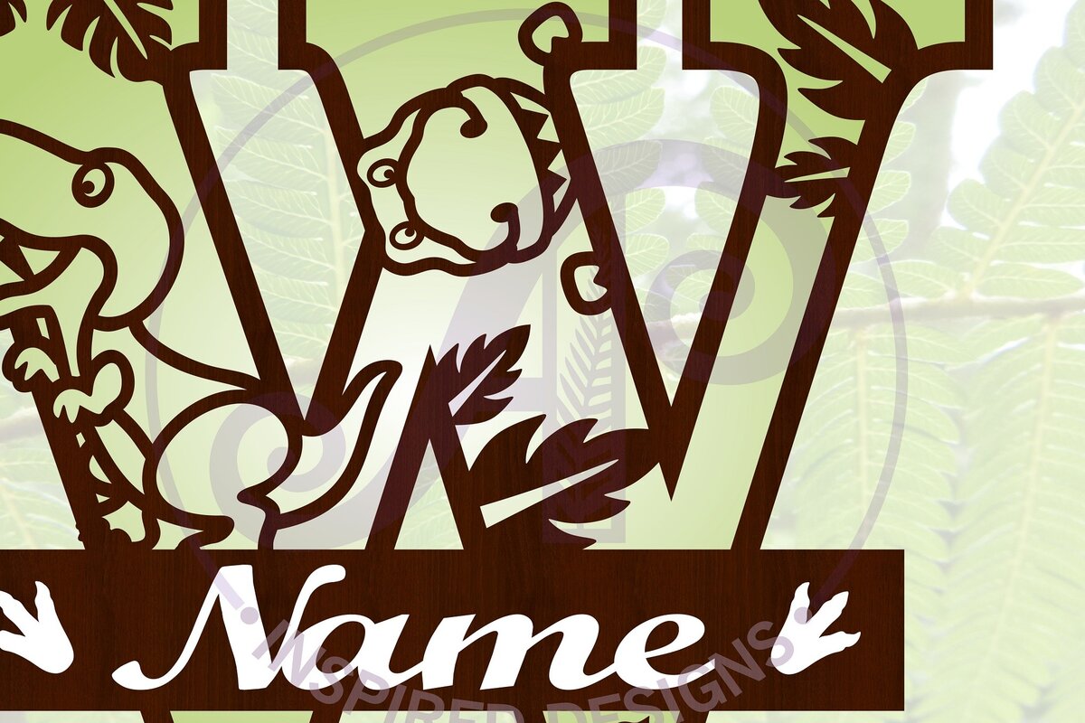 Σετ των 2 Intra απο ξύλο plywood 3mm-4mm πάχος – T Rex Κεφαλαίο γράμμα W Αποκοπή αρχείου Δίασταση  20x20 cm INTRAFABR-69213836