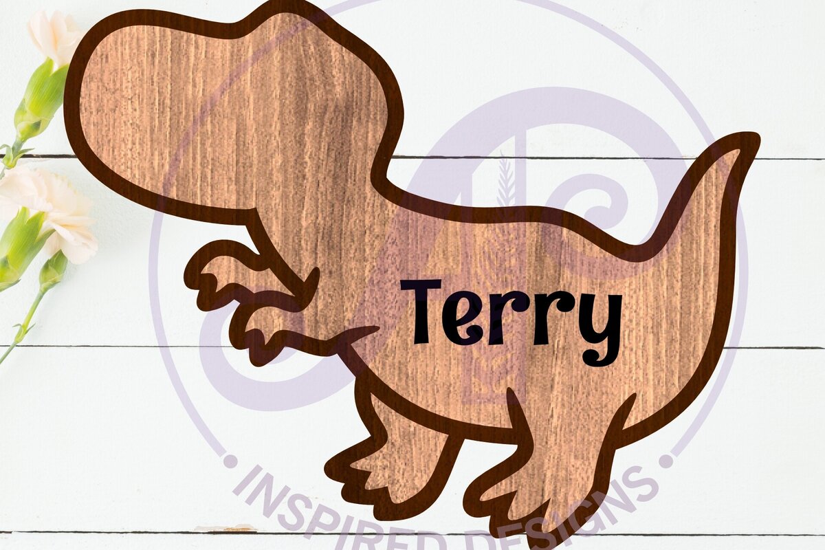 Σετ των 2 Intra απο ξύλο plywood 3mm-4mm πάχος – Σημάδι δύο επιπέδων περίγραμμα δεινοσαύρων T Rex Δίασταση  20x20 cm INTRAFABR-110796533