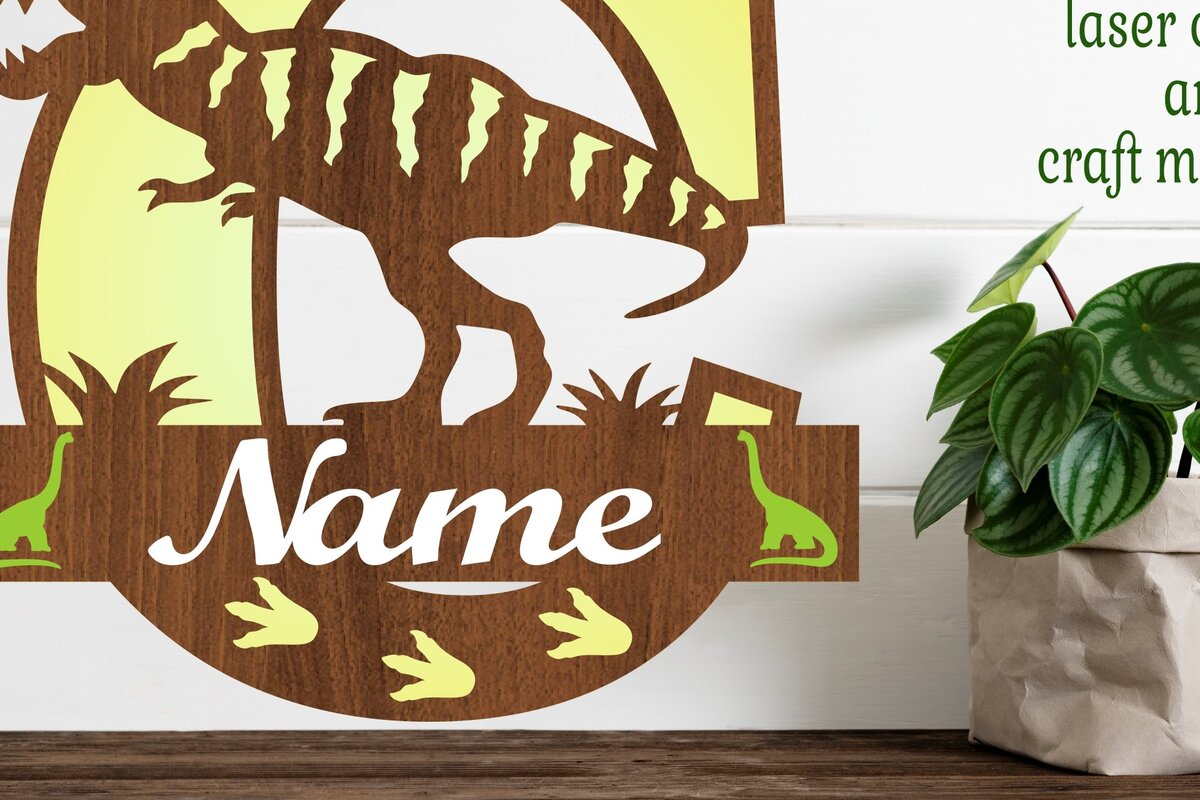 Σετ των 2 Intra απο ξύλο plywood 3mm-4mm πάχος – T Rex Μονόγραμμα με κεφαλαίο γράμμα C Αρχείο Δίασταση  20x20 cm INTRAFABR-74812323