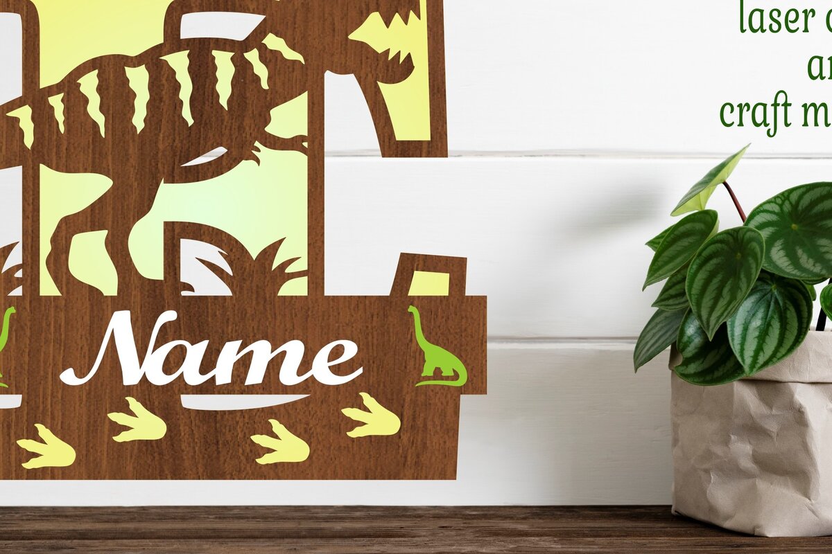 Σετ των 2 Intra απο ξύλο plywood 3mm-4mm πάχος – T Rex Monogram Capital Letter E Αρχείο Δίασταση  20x20 cm INTRAFABR-74812346