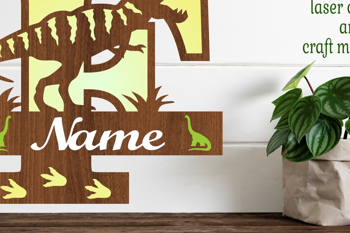 Σετ των 2 Intra απο ξύλο plywood 3mm-4mm πάχος – T Rex Μονόγραμμα κεφαλαίο γράμμα F Αρχείο Δίασταση  20x20 cm INTRAFABR-74812366