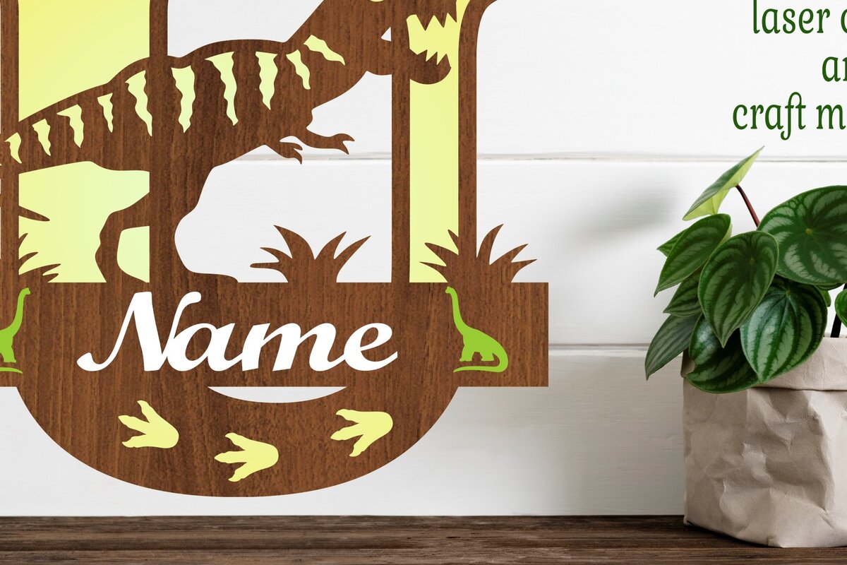 Σετ των 2 Intra απο ξύλο plywood 3mm-4mm πάχος – T Rex Monogram Capital Letter U Αρχείο Δίασταση  20x20 cm INTRAFABR-74812691