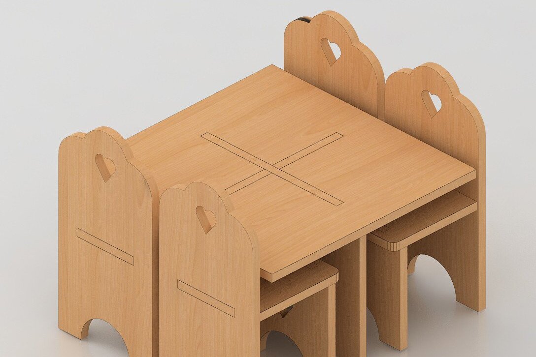 Σετ των 2 Intra απο ξύλο plywood 3mm-4mm πάχος – Σετ Έπιπλα Τραπεζικής Καρέκλας Αρχείο Glowforge Δίασταση  20x20 cm INTRAFABR-37056830