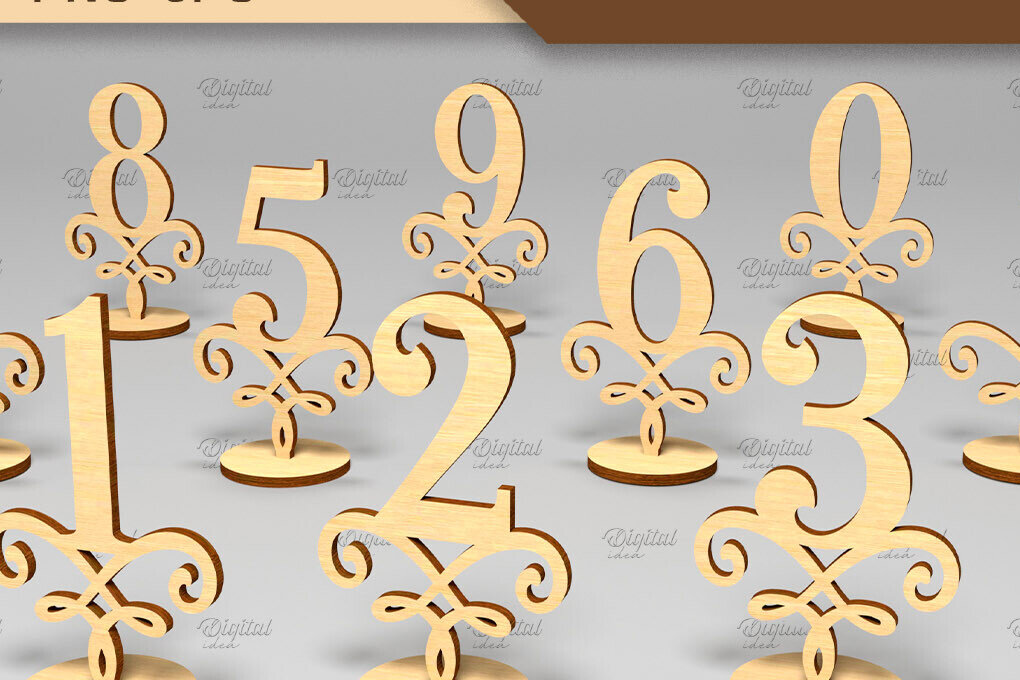 Σετ των 2 Intra απο ξύλο plywood 3mm-4mm πάχος – Πακέτο λέιζερ αριθμών πίνακα. Γάμος Δίασταση  20x20 cm INTRAFABR-87121780