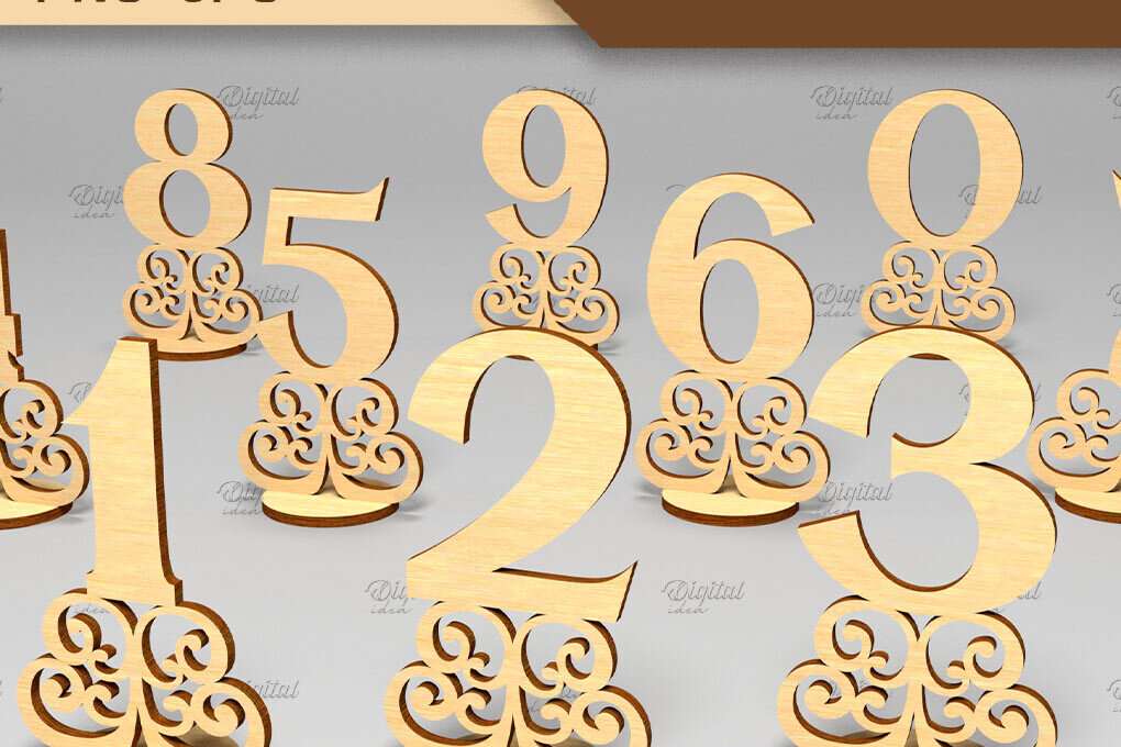 Σετ των 2 Intra απο ξύλο plywood 3mm-4mm πάχος – Πακέτο λέιζερ αριθμών πίνακα. Γάμος Δίασταση  20x20 cm INTRAFABR-87116618