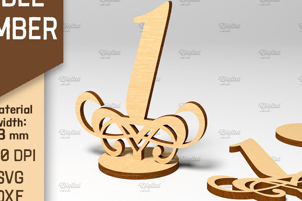 Σετ των 2 Intra απο ξύλο plywood 3mm-4mm πάχος – Αριθμός πίνακα. Γάμος. Νούμερο 1 Δίασταση  20x20 cm INTRAFABR-87120688