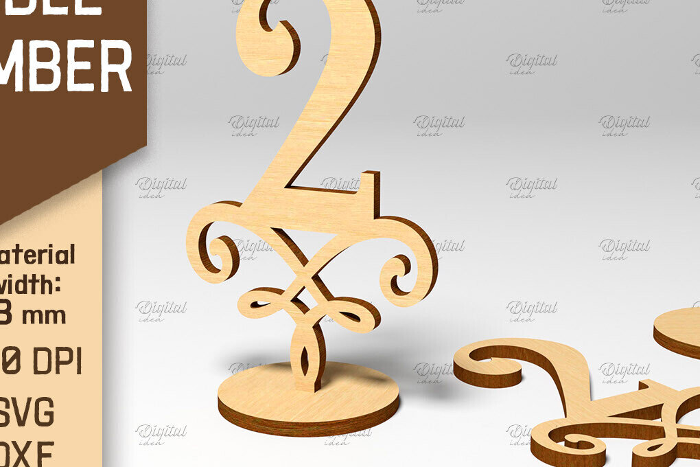 Σετ των 2 Intra απο ξύλο plywood 3mm-4mm πάχος – Αριθμός πίνακα. Γάμος. Νούμερο 2 Δίασταση  20x20 cm INTRAFABR-86710748