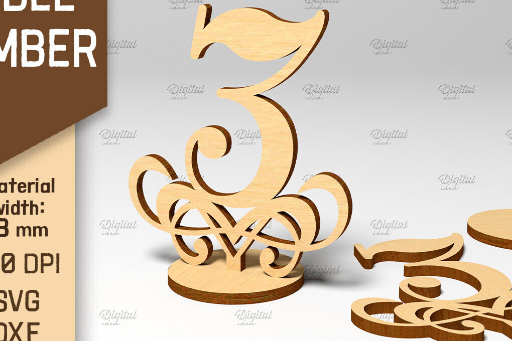 Σετ των 2 Intra απο ξύλο plywood 3mm-4mm πάχος – Αριθμός πίνακα. Γάμος. Νούμερο 3 Δίασταση  20x20 cm INTRAFABR-87120739