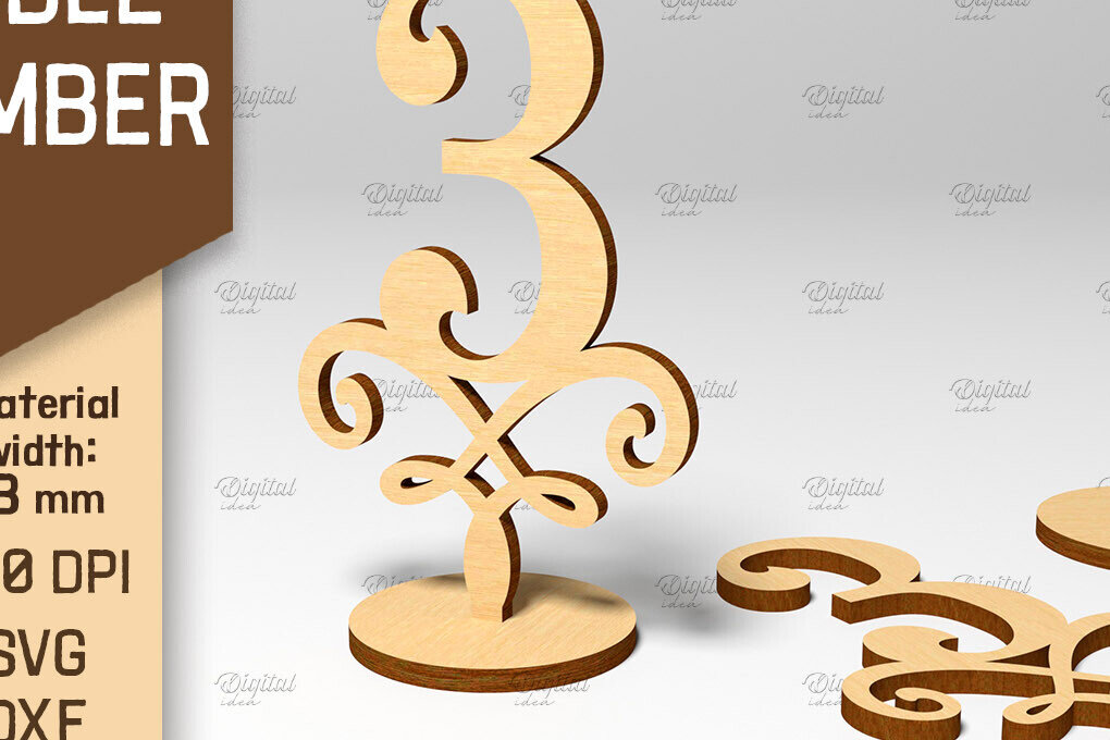 Σετ των 2 Intra απο ξύλο plywood 3mm-4mm πάχος – Αριθμός πίνακα. Γάμος. Νούμερο 3 Δίασταση  20x20 cm INTRAFABR-86710804