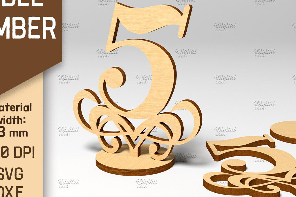 Σετ των 2 Intra απο ξύλο plywood 3mm-4mm πάχος – Αριθμός πίνακα. Γάμος. Νούμερο 5 Δίασταση  20x20 cm INTRAFABR-87120830