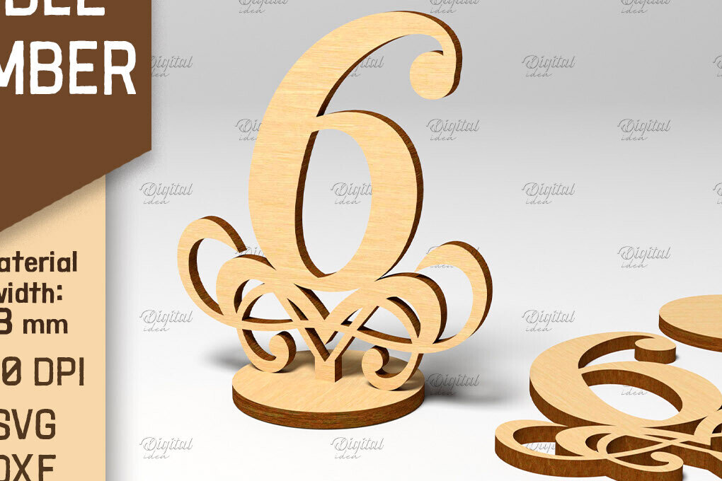 Σετ των 2 Intra απο ξύλο plywood 3mm-4mm πάχος – Αριθμός πίνακα. Γάμος. Νούμερο 6 Δίασταση  20x20 cm INTRAFABR-87120863