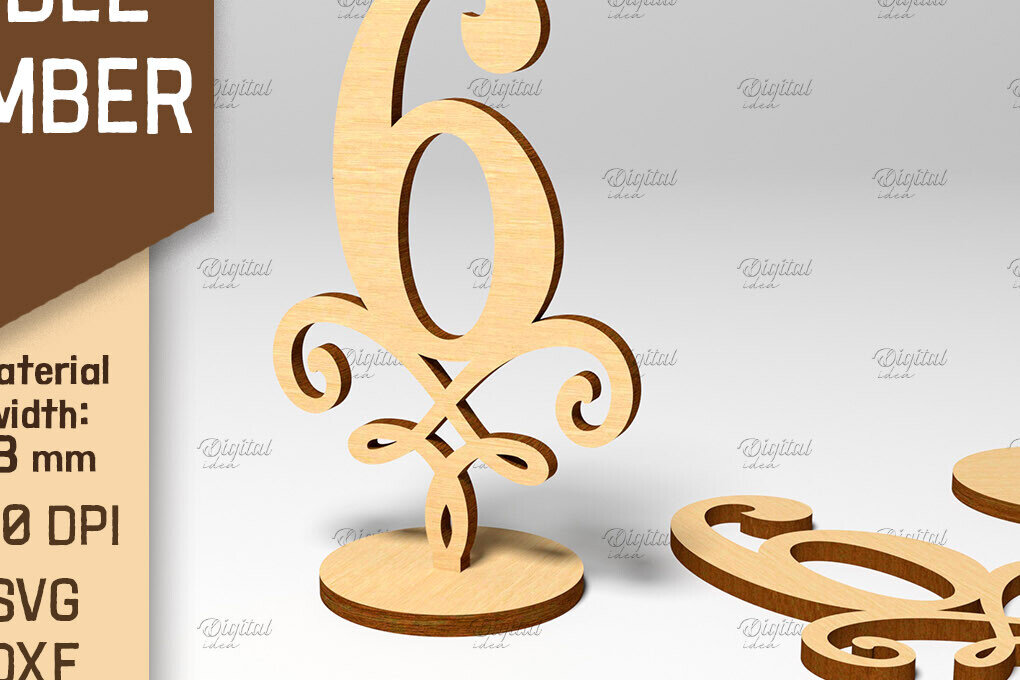 Σετ των 2 Intra απο ξύλο plywood 3mm-4mm πάχος – Αριθμός πίνακα. Γάμος. Νούμερο 6 Δίασταση  20x20 cm INTRAFABR-86710906