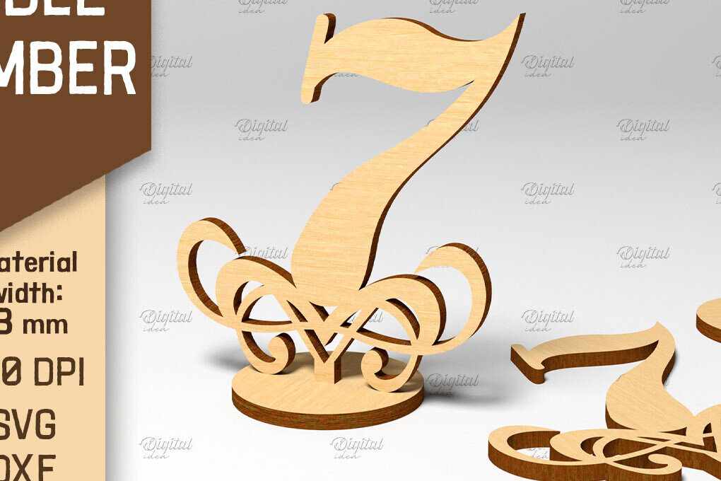 Σετ των 2 Intra απο ξύλο plywood 3mm-4mm πάχος – Αριθμός πίνακα. Γάμος. Νούμερο 7 Δίασταση  20x20 cm INTRAFABR-87120895