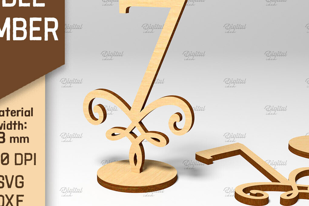 Σετ των 2 Intra απο ξύλο plywood 3mm-4mm πάχος – Αριθμός πίνακα. Γάμος. Νούμερο 7 Δίασταση  20x20 cm INTRAFABR-86710990