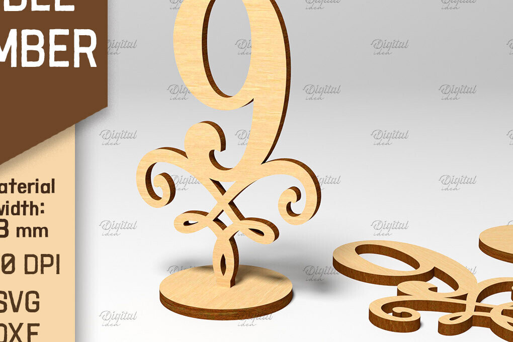 Σετ των 2 Intra απο ξύλο plywood 3mm-4mm πάχος – Αριθμός πίνακα. Γάμος. Νούμερο 9 Δίασταση  20x20 cm INTRAFABR-86711076