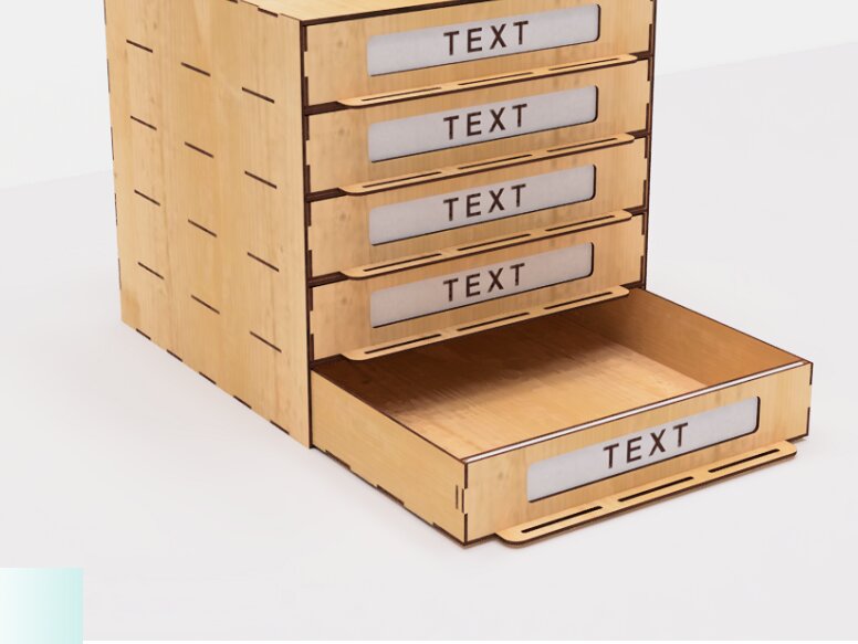 Σετ των 2 Intra απο ξύλο plywood 3mm-4mm πάχος – Table Organizer 5 Drawers File Δίασταση  20x20 cm INTRAFABR-102528036