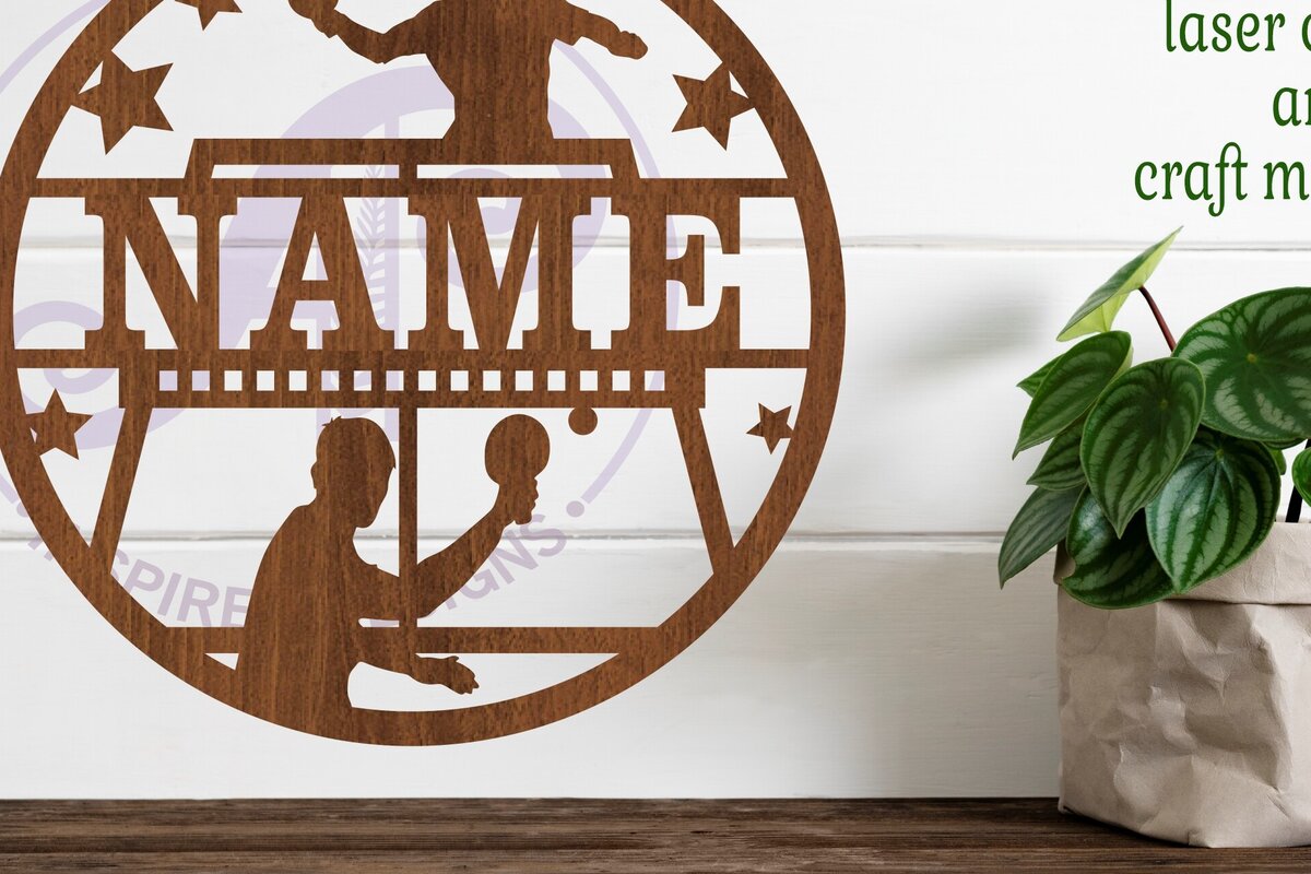 Σετ των 2 Intra απο ξύλο plywood 3mm-4mm πάχος – Επιτραπέζια αντισφαίριση ανδρικού ονόματος Laser Δίασταση  20x20 cm INTRAFABR-78468415