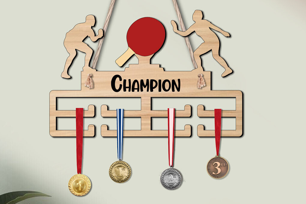 Σετ των 2 Intra απο ξύλο plywood 3mm-4mm πάχος – Πινγκ πονγκ Ανδρική κρεμάστρα μεταλλίων Δίασταση  20x20 cm INTRAFABR-120223161