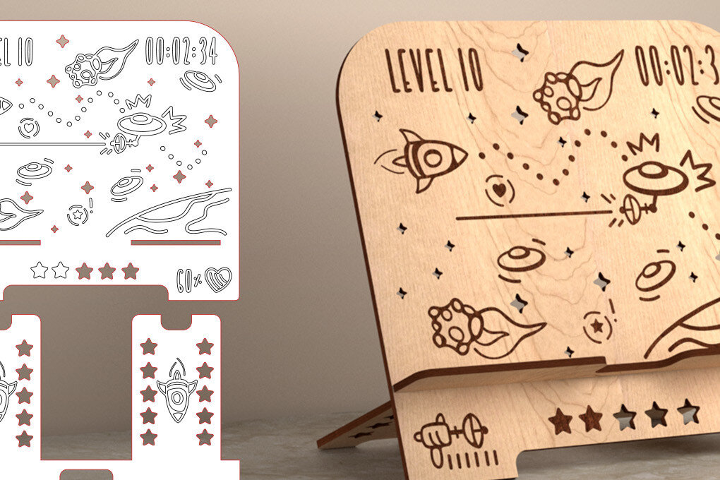 Σετ των 2 Intra απο ξύλο plywood 3mm-4mm πάχος – Tablet Stand | Αστείο Δίασταση  20x20 cm INTRAFABR-53559252