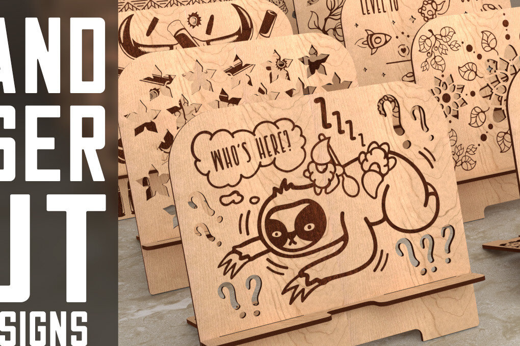 Σετ των 2 Intra απο ξύλο plywood 3mm-4mm πάχος – Tablet Stand | Αστείο Δίασταση  20x20 cm INTRAFABR-53558924