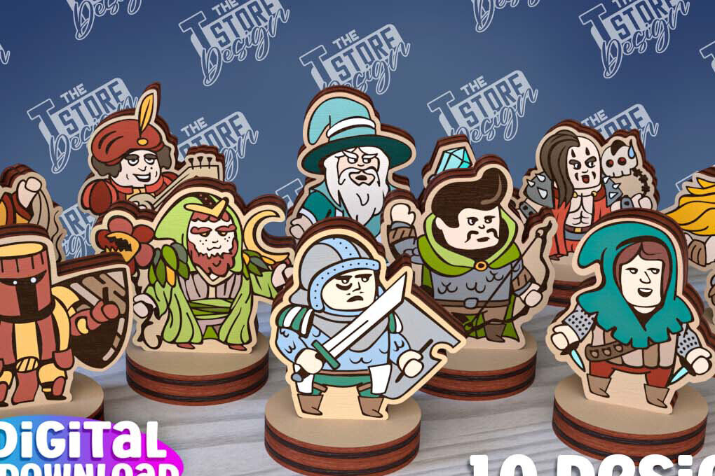 Σετ των 2 Intra απο ξύλο plywood 3mm-4mm πάχος – Μινιατούρες χαρακτήρων επιτραπέζιου RPG | CNC Δίασταση  20x20 cm INTRAFABR-95174445