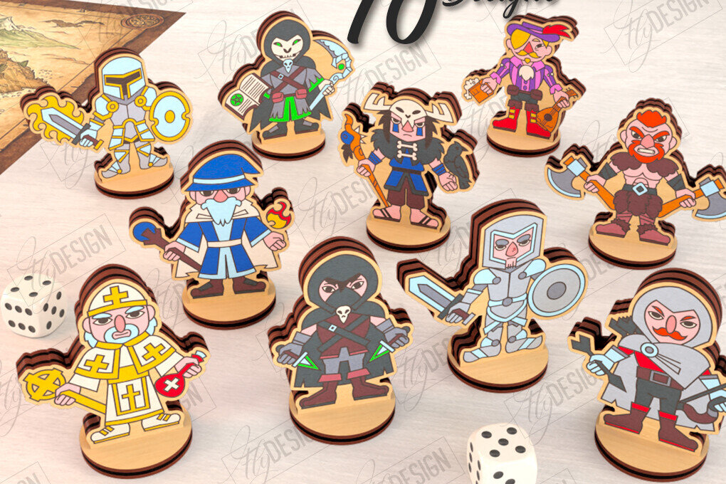 Σετ των 2 Intra απο ξύλο plywood 3mm-4mm πάχος – Μινιατούρες χαρακτήρων επιτραπέζιου RPG | CNC Δίασταση  20x20 cm INTRAFABR-123600959