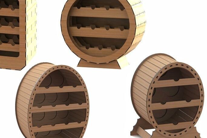 Σετ των 2 Intra απο ξύλο plywood 3mm-4mm πάχος – Σετ επιτραπέζιων ραφιών κρασιού, Βάση κρασιού Δίασταση  20x20 cm INTRAFABR-38392180