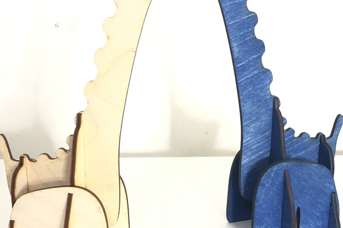 Σετ των 2 Intra απο ξύλο plywood 3mm-4mm πάχος – Ψηλός Dino Δίασταση  20x20 cm INTRAFABR-36872310