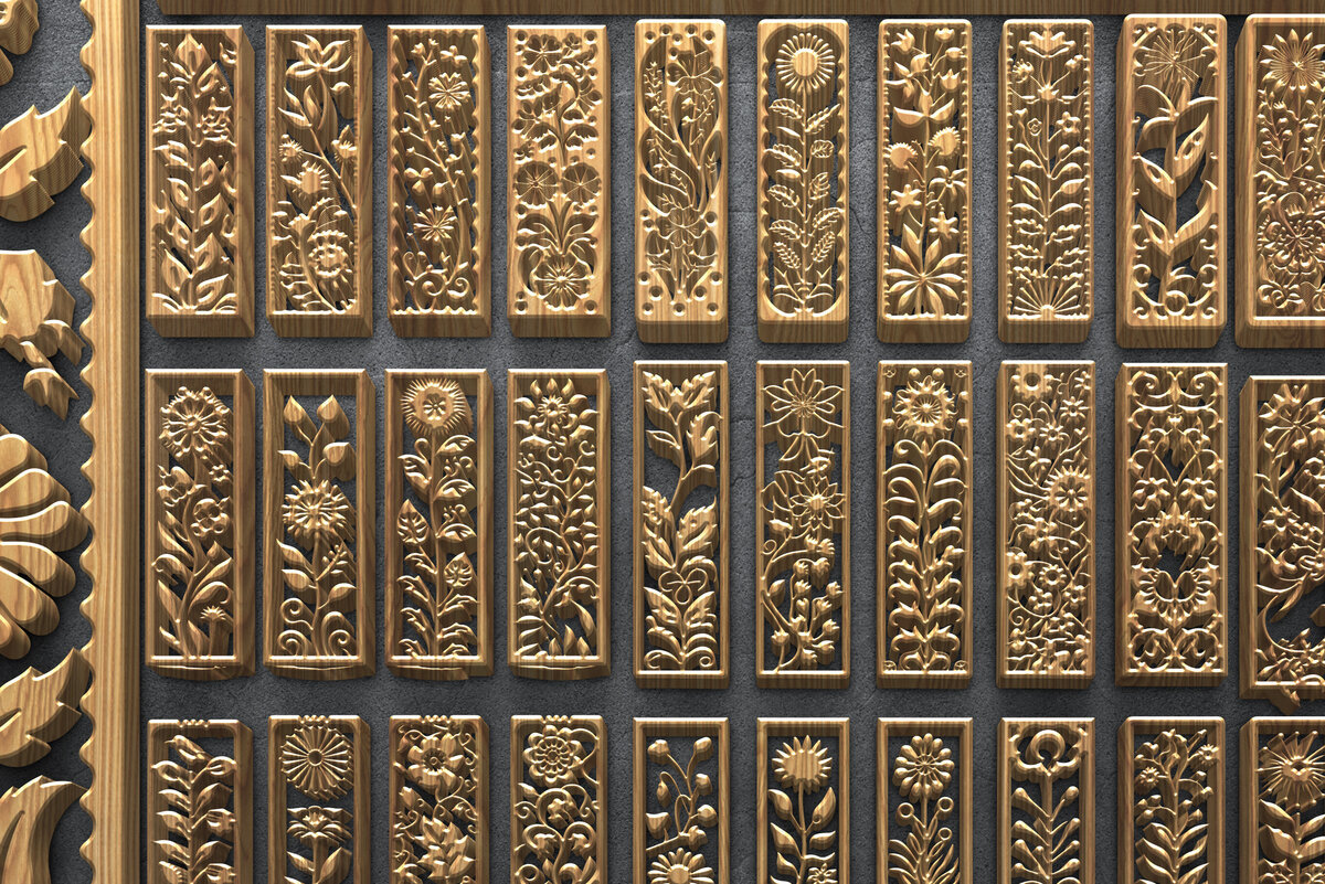 Σετ των 2 Intra απο ξύλο plywood 3mm-4mm πάχος – Ψηλές λωρίδες Δίασταση  20x20 cm INTRAFABR-124783223