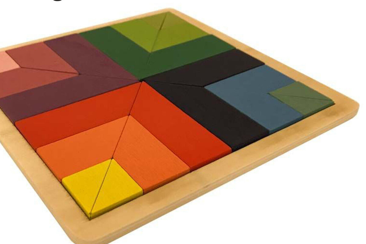 Σετ των 2 Intra απο ξύλο plywood 3mm-4mm πάχος – Tangram Kids Puzzle, Jigsaw Δίασταση  20x20 cm INTRAFABR-60656627