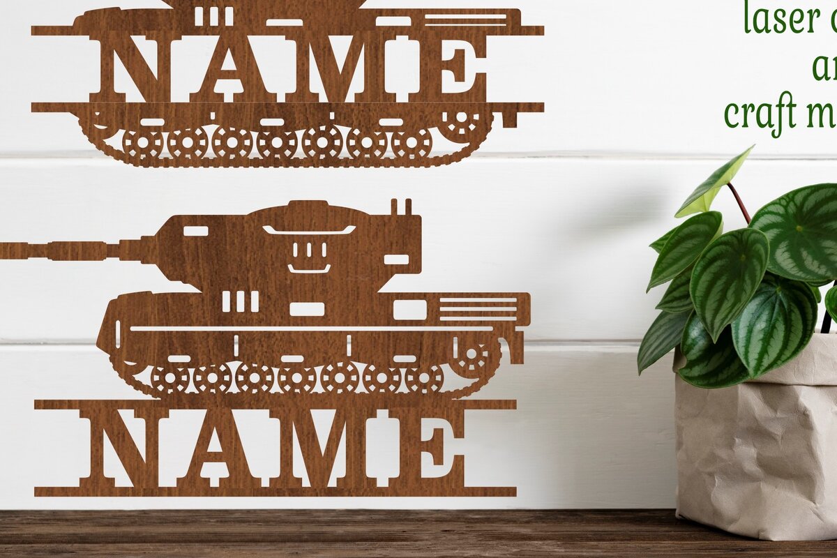 Σετ των 2 Intra απο ξύλο plywood 3mm-4mm πάχος – Πρότυπο κοπής λέιζερ Sin Name Tank Δίασταση  20x20 cm INTRAFABR-76642412