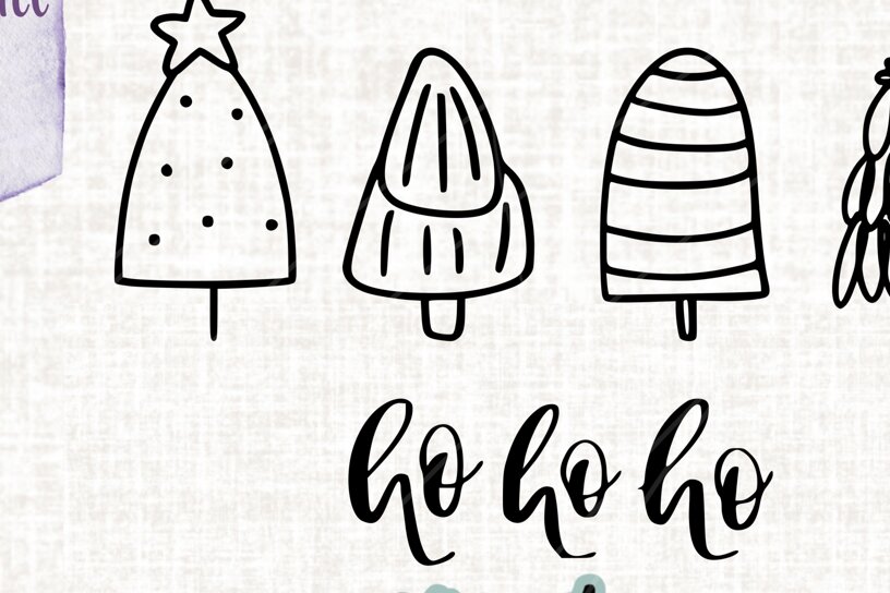 Σετ των 2 Intra απο ξύλο plywood 3mm-4mm πάχος – Χριστουγεννιάτικα δέντρα Hohoho Γερμανικά Δίασταση  20x20 cm INTRAFABR-107596423