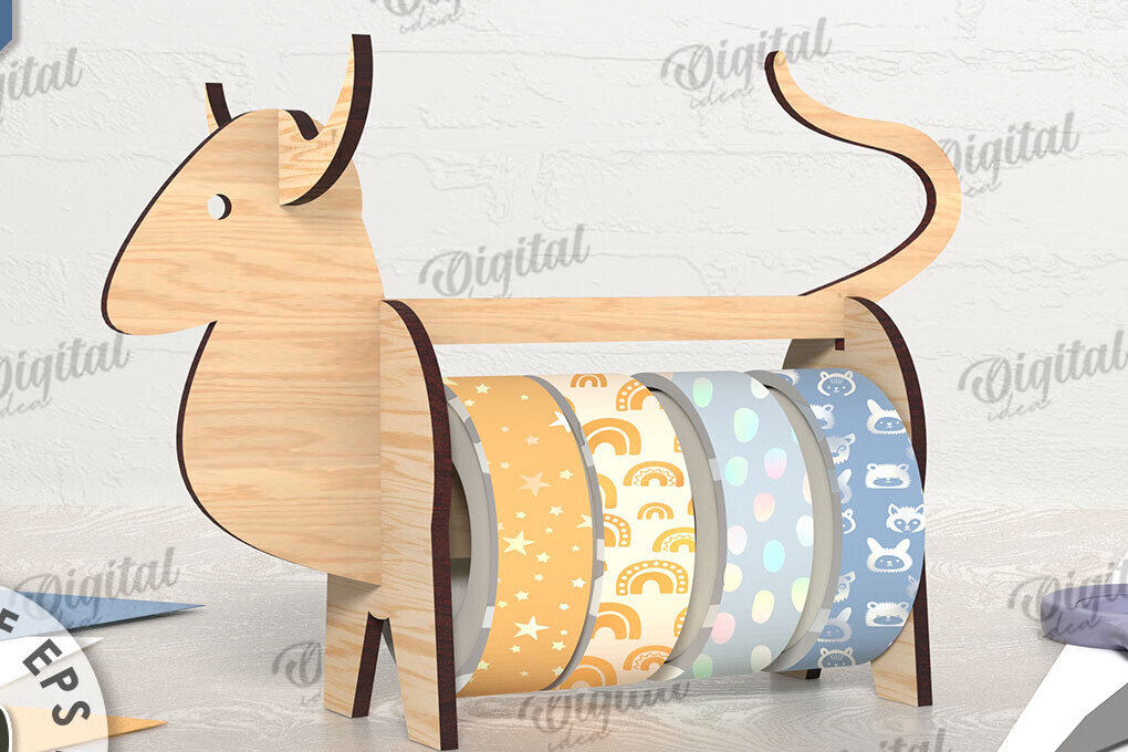 Σετ των 2 Intra απο ξύλο plywood 3mm-4mm πάχος – Tape Organizer. Bull Δίασταση  20x20 cm INTRAFABR-108024877