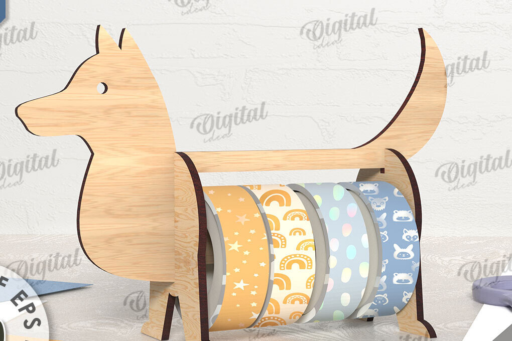 Σετ των 2 Intra απο ξύλο plywood 3mm-4mm πάχος – Tape Organizer. Σκύλος Δίασταση  20x20 cm INTRAFABR-108024649