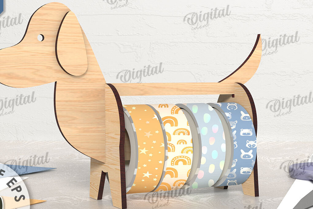 Σετ των 2 Intra απο ξύλο plywood 3mm-4mm πάχος – Tape Organizer. Σκύλος Δίασταση  20x20 cm INTRAFABR-108024351