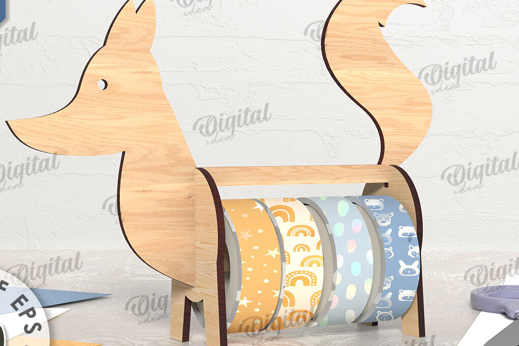 Σετ των 2 Intra απο ξύλο plywood 3mm-4mm πάχος – Tape Organizer. Fox Δίασταση  20x20 cm INTRAFABR-108024428