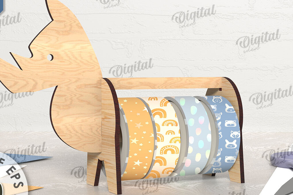 Σετ των 2 Intra απο ξύλο plywood 3mm-4mm πάχος – Tape Organizer. Rhinoceros Δίασταση  20x20 cm INTRAFABR-108024789