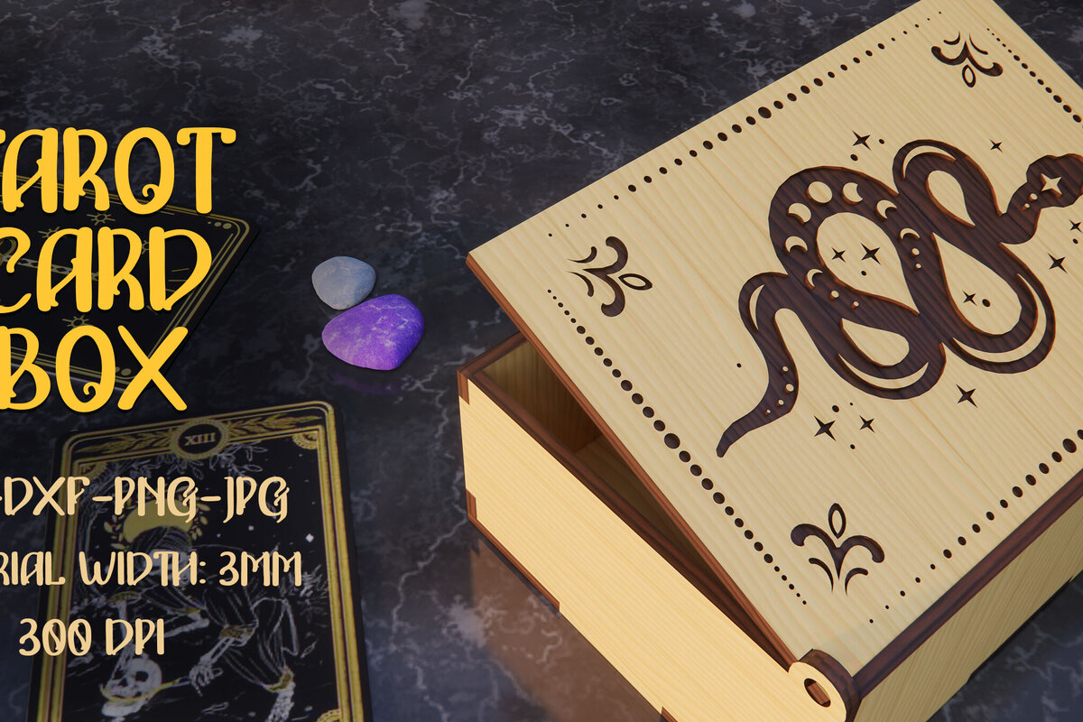 Σετ των 2 Intra απο ξύλο plywood 3mm-4mm πάχος – Κοπή με λέιζερ κουτί καρτών Ταρώ Δίασταση  20x20 cm INTRAFABR-79305267