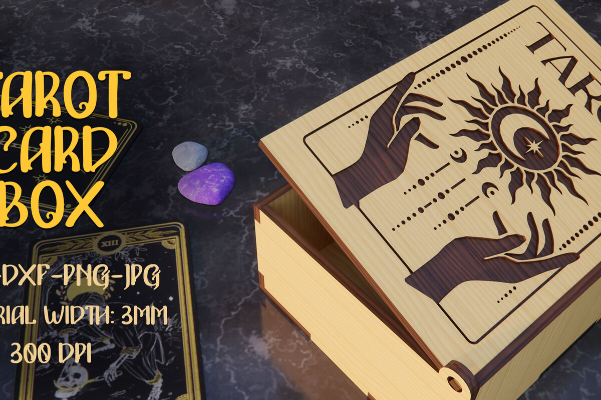 Σετ των 2 Intra απο ξύλο plywood 3mm-4mm πάχος – Κοπή με λέιζερ κουτί καρτών Ταρώ Δίασταση  20x20 cm INTRAFABR-79305243