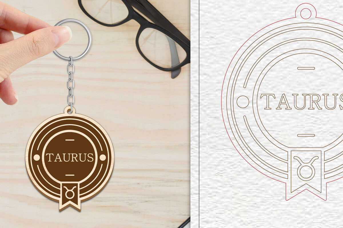 Σετ των 3 Intra απο ξύλο plywood 3mm-4mm πάχος – Κοπή Laser Μπρελόκ Taurus | Ζώδιο Δίασταση  5x5 cm INTRAFABR-102216596