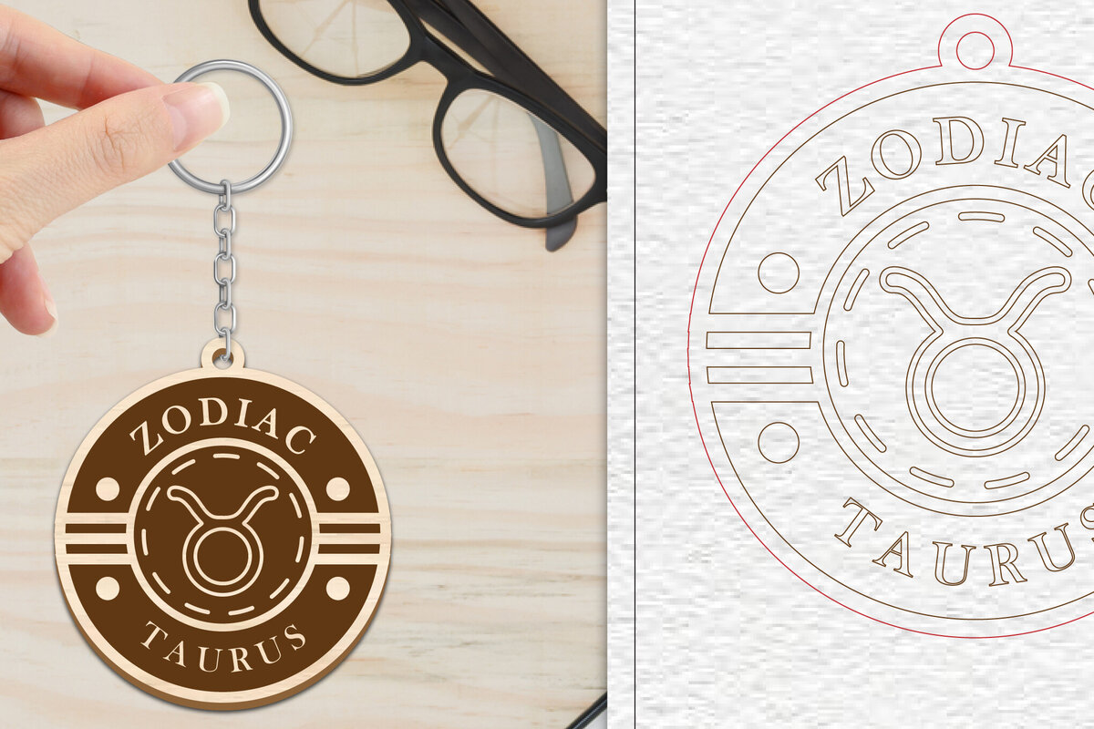 Σετ των 3 Intra απο ξύλο plywood 3mm-4mm πάχος – Κοπή Laser Μπρελόκ Taurus | Ζώδιο Δίασταση  5x5 cm INTRAFABR-102217023