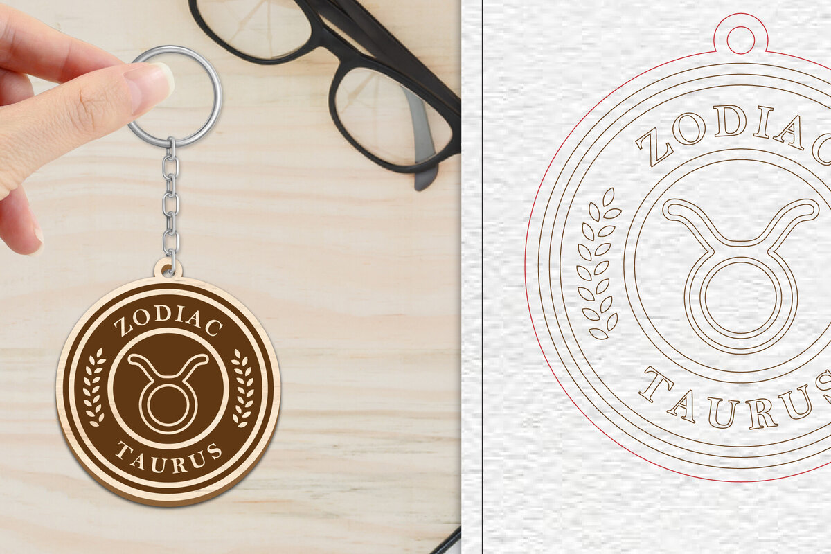 Σετ των 3 Intra απο ξύλο plywood 3mm-4mm πάχος – Κοπή Laser Μπρελόκ Taurus | Ζώδιο Δίασταση  5x5 cm INTRAFABR-102217369