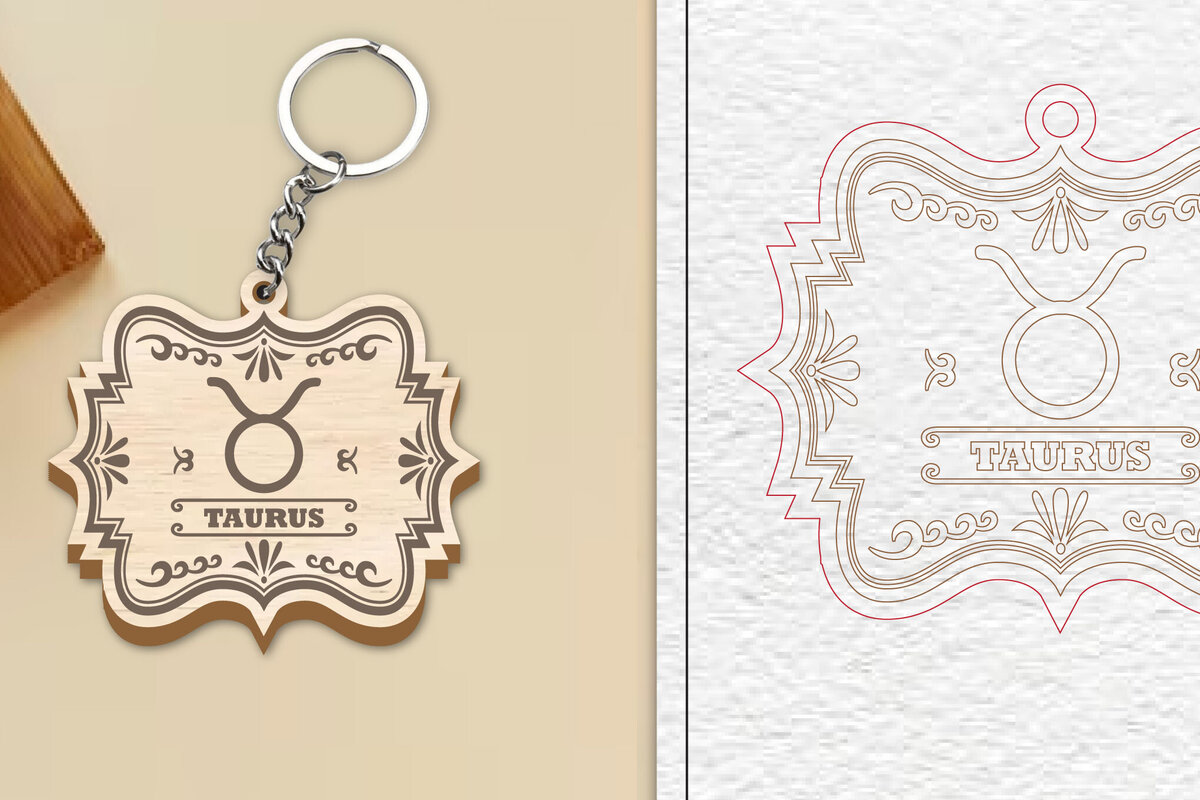 Σετ των 3 Intra απο ξύλο plywood 3mm-4mm πάχος – Κοπή Laser Μπρελόκ Taurus | Ζώδιο Δίασταση  5x5 cm INTRAFABR-99971882